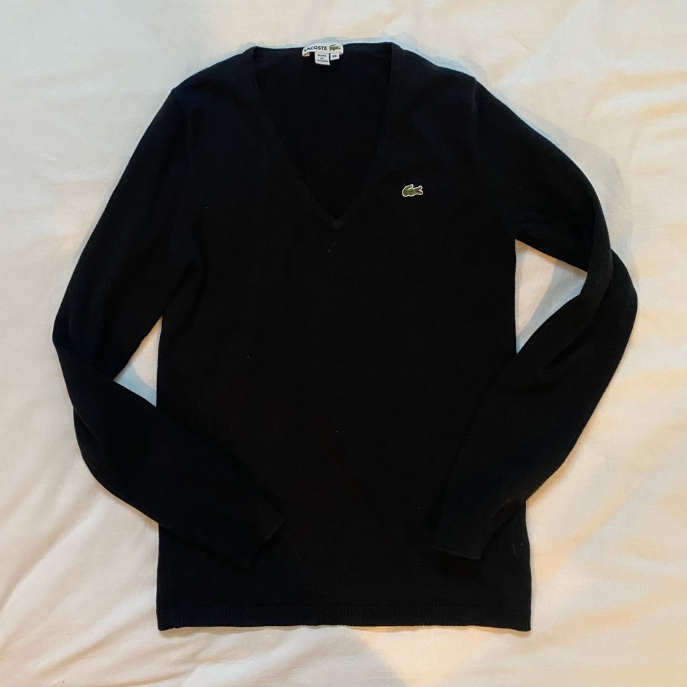 Lacoste Cotton V neck Sweater Size 38 (womens small)
